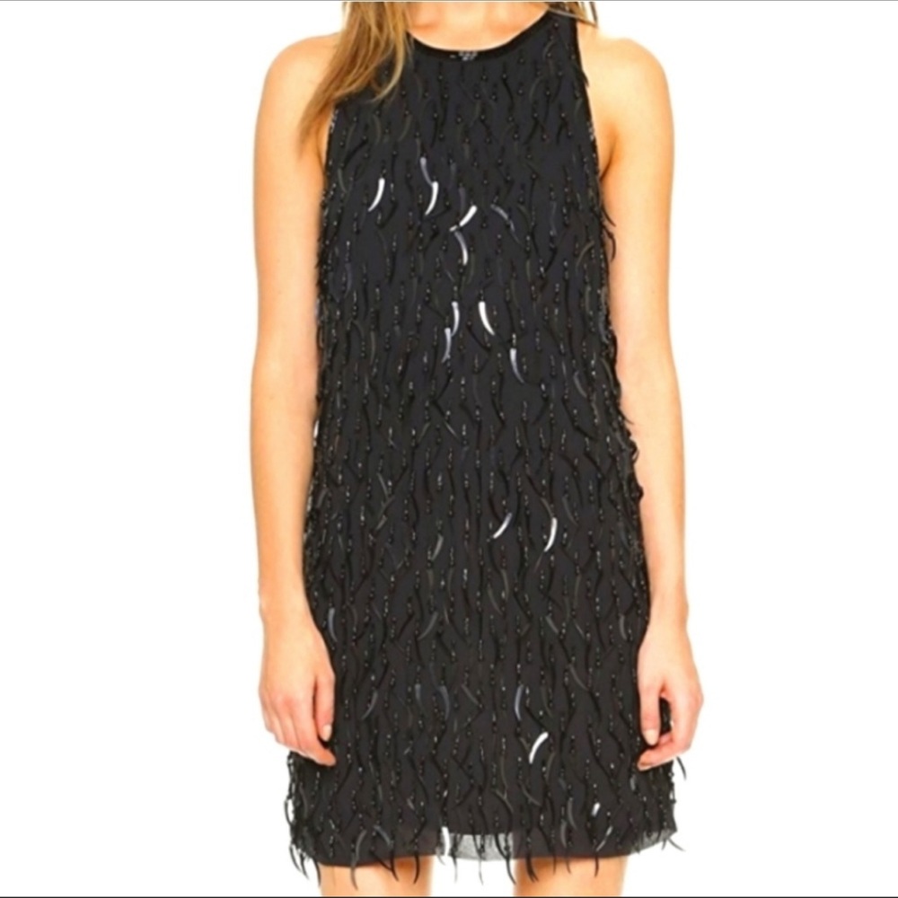 Club Monaco beaded black dress
